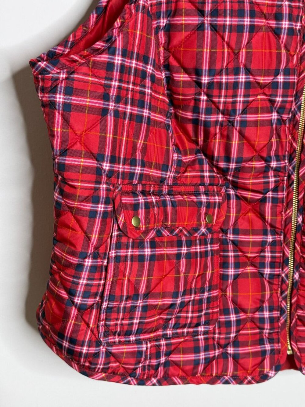 Crown & Ivy 3X Red Plaid Quilted Vest Preppy - Picture 2 of 9